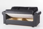 Convertable storage loveseat in black leatherette additional photo 2 of 2