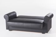 Convertable storage loveseat in black leatherette additional photo 3 of 2