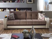 Detailed brown fabric casual sofa bed w/ storage by Istikbal additional picture 2