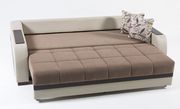 Detailed brown fabric casual sofa bed w/ storage by Istikbal additional picture 4