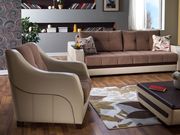 Detailed brown fabric casual sofa bed w/ storage by Istikbal additional picture 6