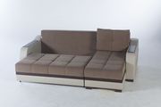 Fabric brown/cream sectional couch w/ bed-storage additional photo 3 of 4