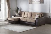 Fabric lilyum/cream sectional couch w/ bed-storage additional photo 2 of 4