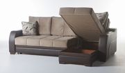 Fabric lilyum/cream sectional couch w/ bed-storage additional photo 3 of 4