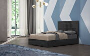 Squares design in headboard, high gloss gray full bed by Whiteline  additional picture 3