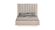 Upholstered panels in headboard in beige fabric full bed by Whiteline  additional picture 2