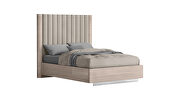 Upholstered panels in headboard in beige fabric full bed by Whiteline  additional picture 3