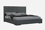 Squares design in headboard, high gloss gray king bed by Whiteline  additional picture 4