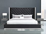 Bed king, black  faux leather, tufted headboard by Whiteline  additional picture 4