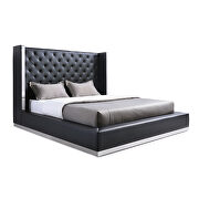 Bed queen, black faux leather additional photo 4 of 3