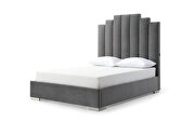 Gray finish fully upholstered velvet fabric queen bed by Whiteline  additional picture 2