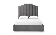 Gray finish fully upholstered velvet fabric queen bed by Whiteline  additional picture 3