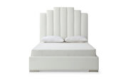 Fully upholstered faux leather queen bed in white finish by Whiteline  additional picture 2