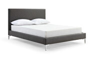 Dark gray finish fully upholstered faux leather queen bed by Whiteline  additional picture 2