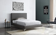 Dark gray finish fully upholstered faux leather full bed by Whiteline  additional picture 2