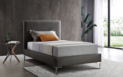 Dark gray finish fully upholstered faux leather twin bed by Whiteline  additional picture 2