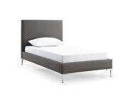 Dark gray finish fully upholstered faux leather twin bed by Whiteline  additional picture 3
