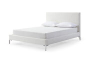White finish fully upholstered faux leather queen bed by Whiteline  additional picture 3