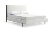 White finish fully upholstered faux leather queen bed w/ usb by Whiteline  additional picture 3