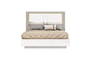 High gloss white/ matte taupe lacquer queen bed with led by Whiteline  additional picture 4
