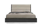Light gray faux leather panels headboard king bed by Whiteline  additional picture 3