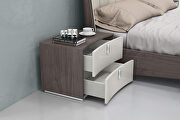 High gloss chestnut gray/ light gray finish nightstand by Whiteline  additional picture 2