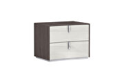 High gloss chestnut gray/ light gray finish nightstand by Whiteline  additional picture 4