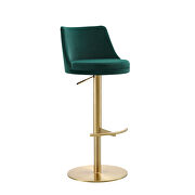 Green velvet seat and round rose gold plated base barstool by Whiteline  additional picture 5