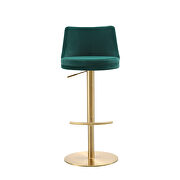 Green velvet seat and round rose gold plated base barstool by Whiteline  additional picture 7