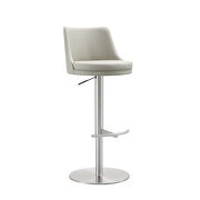 Light gray faux leather seat and silver base barstool by Whiteline  additional picture 2