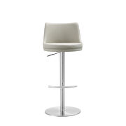 Light gray faux leather seat and silver base barstool by Whiteline  additional picture 5
