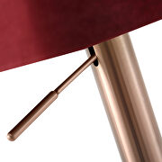 Red velvet seat and round rose gold stainless steel base barstool by Whiteline  additional picture 6
