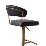 Black faux leather seat and round rose gold stainless steel base barstool by Whiteline  additional picture 2