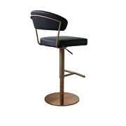 Black faux leather seat and round rose gold stainless steel base barstool by Whiteline  additional picture 3