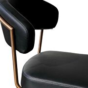 Black faux leather seat and round rose gold stainless steel base barstool by Whiteline  additional picture 4
