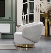 White feathered fabric upholstery swivel accent chair by Whiteline  additional picture 2