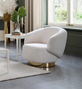 White feathered fabric upholstery swivel accent chair by Whiteline  additional picture 3