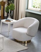 White feathered fabric upholstery swivel accent chair by Whiteline  additional picture 4