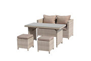 Abbie outdoor dining collection, beige wicker with an aluminum frame, 4pc/set additional photo 2 of 1