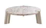 Mimeo large round coffee table white marble paper top by Whiteline  additional picture 2