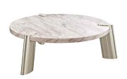 Mimeo large round coffee table white marble paper top by Whiteline  additional picture 3