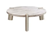 Mimeo large round coffee table white marble paper top by Whiteline  additional picture 4