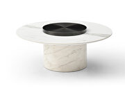 Stainless-steel top and wood with marble paper base coffee table by Whiteline  additional picture 3