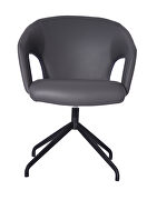 Gordon swivel dining chair, dark gray faux leather additional photo 2 of 4