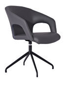 Gordon swivel dining chair, dark gray faux leather additional photo 3 of 4