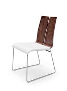 Lauren dining chair, natural walnut veneer white faux leather additional photo 3 of 2