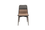 Brown faux leather seat and brown coated steel legs dining chair by Whiteline  additional picture 2