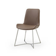 Aileen dining chair taupe faux leather additional photo 3 of 2