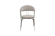 Platinum gray faux leather and polished stainless steel legs dining chair by Whiteline  additional picture 2