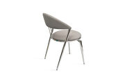Platinum gray faux leather and polished stainless steel legs dining chair by Whiteline  additional picture 3